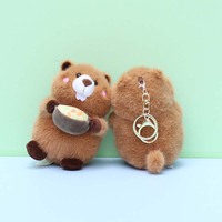 En gros, Mini porte-clés pendentif marmotte en peluche mignonne, personnalisable, jouet en peluche rembourré en coton PP, pour cadeau