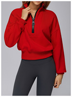 Jaket Hoodie Wanita Musim Gugur Musim Dingin, Bermotif Logo di Depan, Bahan Fleece Anti-Susut, Olahraga, Longgar, Tahan Angin, Hangat, Serbaguna, Kasual, Outdoor