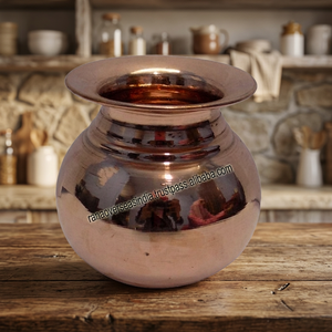 Handmade Modern <b>Copper</b> Pooja Lota/Kalash Vessel for Home Office and Temple Use Karwa Chauth Pooja Accessories - Product Image 2
