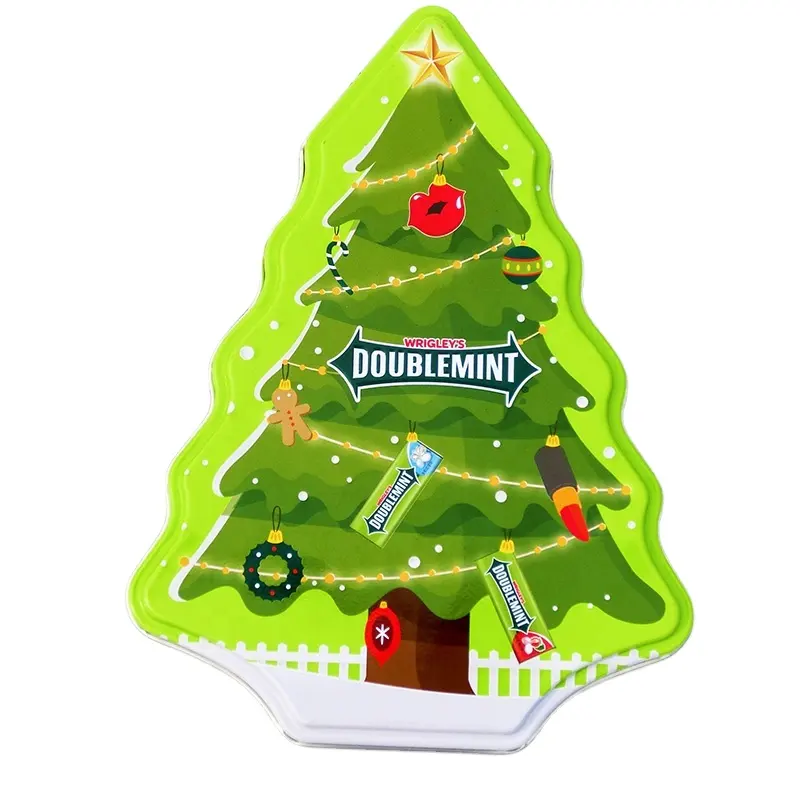 크리스마스 트리 모양의 주석 상자 사탕 초콜릿 쿠키 주석 상자 크리스마스 선물 주석 상자