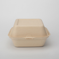 Boîte de restauration rapide à emporter biodégradable Bagasse pulpe de canne à sucre déjeuner Burger repas boîte en papier boîte à hamburger canne à sucre jetable