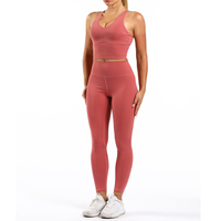 Set Yoga Wanita Custom, Bra Olahraga Seamless dan Leggings, Pakaian Fitness OEM, Baju Olahraga Anti Lembap, Set Yoga Wanita