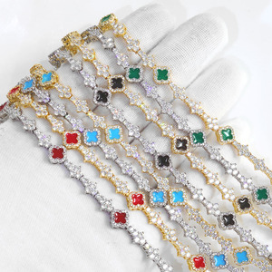 Nuoya Hip Hop Phong Cách Mới Đá Trong Bốn Lá <span class=keywords><strong>Clover</strong></span> Vòng Cổ Màu Bạc 6.5Mm CZ Kim Cương Đầy Màu Sắc Quần Vợt Chuỗi Trang Sức Cho Phụ Nữ - Product Image 5