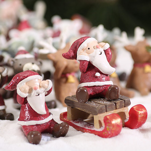 Creative Zakka Christmas Resin Ornaments Santa Shape Mini Animal Figurines For Desktop Car Home Decor Matte Finish - Product Image 5