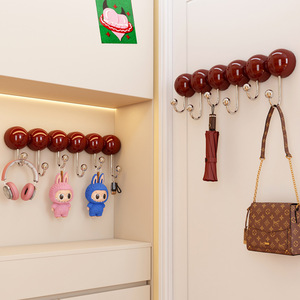 Suction Cup Wall <b>Hooks</b> Round Heavy Duty No Drill Vintage Style Coat Rack Entryway Storage <b>Hook</b> Set - Product Image 1
