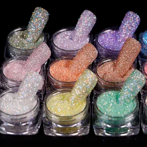 12罐/套闪亮指甲糖闪光粉颜料浅粉色3D亚克力花朵设计糖果色灰尘指甲艺术装饰