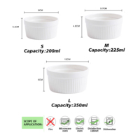En stock – Ramekin en céramique blanc rayé de 6 oz pour soufflé, cupcakes, pâtisseries et puddings, idéal pour la cuisson au four, personnalisable avec logo