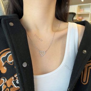 Collier en argent sterling avec pendentif en forme de grand cœur en or plaqué 18 carats, tendance Dylam Ins, bijoux pour femmes - Product Image 2