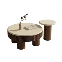 Table basse moderne en bois Wabi Sabi avec plateau en panneau de densité finition mate résistante aux rayures pour salon
