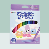 MACACO – ensemble de marqueurs lavables, 12 couleurs, stylos à eau non toxiques pour enfants, dessin, fournitures artistiques pour étudiants et écoles