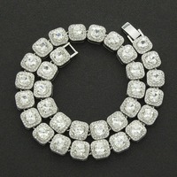 Kalung Rantai Tenis Mewah RQ 2068 Fashion Batu Putih CZ Persegi AAA Zirconia Perhiasan Rapper