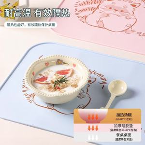 Childrens Cartoon Silicone Placemat Anti Slip Heat Insulating Easy Clean Storage School Size Blue Pink - Product Image 2