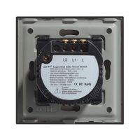Interrupteur d'alimentation intelligent Wi-Fi à écran tactile double direction 2 gangs UE, contrôle LED miroir, courant max. 10A, cadre en verre, certifié CE/RoHS/FCC, AC