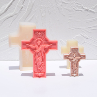 Moule en silicone pour bougies en cire de soja, 3 pièces, statue de Jésus, croix antique européenne, sculpture de buste, qualité alimentaire, réutilisable, antiadhésif, résistant à la chaleur