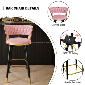 Meilleures ventes SYT Tabourets de bar en velours doux pour comptoir de café, tabourets de cuisine de 43,5 cm de large pour <span class=keywords><strong>boulangerie</strong></span> - Product Image 6