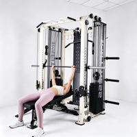 Machine de musculation multifonctionnelle en acier inoxydable robuste, barre Smith, entraîneur fonctionnel, 100 kg, double colonne de poids, qualité commerciale, exercice complet du corps