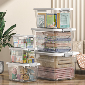 Lớn Nhựa Lưu Trữ Hộp Quần Áo Tổ Chức Trong Suốt Stackable Lưu Trữ Bin Hộ Gia Đình Quần Áo Container Bán Buôn - Product Image 1