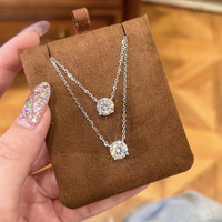 Collana con Pendente in Argento Sterling S925 e Moissanite, Catena a Quattro Griffe Elettroplaccata, Stile Semplice per Donne, Certificato GRA