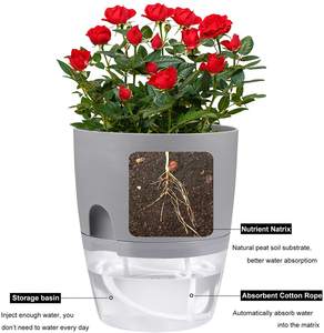 सजावट टेबल इनडोर प्लास्टिक गार्डन स्वयं पानी संयंत्र प्लान्टर फूल के बर्तन - Product Image 6