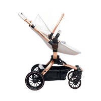 Vente en gros Poussette de bébé portable convertible Berceau Landau en lin Poussette de bébé 3 en 1 avec siège de voiture Chariot de bébé pliable