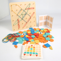 StarQmi Juguete de Mosaico de Madera Montessori 2 en 1 con Bandas Elásticas, Juego de Bloques de Construcción STEM para Niños de 2 a 4 Años Preescolar