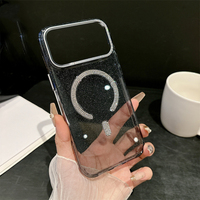 Coque magnétique ultra-fine transparente avec paillettes scintillantes pour iPhone 18 Pro Max, 17 Air, 16 Plus, 18 Pro