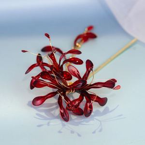 Palillos para el pelo estilo chino con flor de lirio araña, súper encantadores, vintage, con borlas de aceite brillante, para boda y Hanfu - Product Image 4
