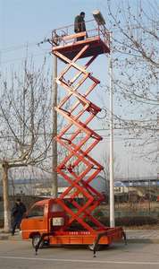 13ft to 52ft Mobile Lifting Platform Electric Lift <b>Table</b> With <b>Wheels</b> Elevated Scissor Lift Platform - Product Image 2