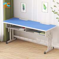 Bureau d'école robuste et réglable en hauteur, en métal bleu, pour l'étude des élèves du primaire, certifié par l'usine, OEM ODM