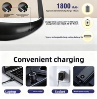 Lampe de lecture pour le cou, rechargeable, flexible, portable, mains libres, OEM, à intensité variable, USB-C, étanche, légère, réglable