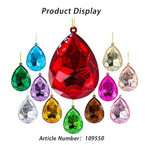 Navidad joya cristales adornos joya acrílico espejo plástico gotas diamantes colgante Navidad diamantes de imitación decoraciones para el hogar - Product Image 3