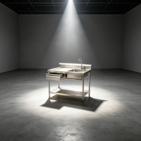 Table de travail de cuisine commerciale en acier inoxydable avec évier et tiroir pour restaurant, vente en gros