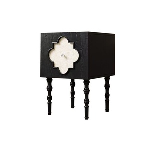 Black Tall Oak Nightstand <strong>Dark</strong> Wood Bedside Table Modern Luxury Multi-function French Design 1 or 2 Drawers - Product Image 1
