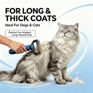 Râteau démêlant sûr double face pour chiens à double pelage, pas besoin de raser, en acier inoxydable avec pointes arrondies 9 - Product Image 5
