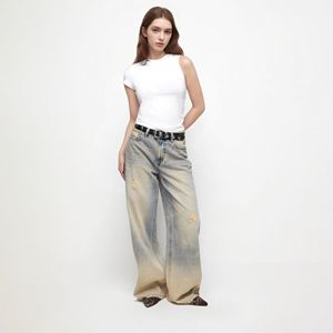 <span class=keywords><strong>Jeans</strong></span> <span class=keywords><strong>Oversize</strong></span> Trendy da <span class=keywords><strong>Donna</strong></span> a Vita Bassa con Lavaggio Effetto Sporco, Pantaloni Ultra Larghi in Denim, Stile Y2K Grunge Streetwear - Product Image 2