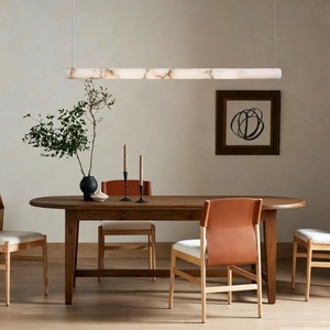 Marble Chandelier LED Tube Hanging Marble Pendant <b>Light</b> Natural Alabaster Copper <b>light</b> led tube pendant <b>light</b> for <b>Dining</b> Room - Product Image 4