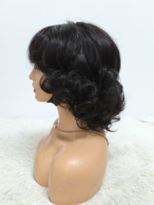 Promoción $33 Peluca Bob de Cabello Virgen 11A con Flequillo Ondulado, Hecha a Máquina, 100% Cabello Humano, 10 Pulgadas, 260g, Venta al Por Mayor de Fábrica - Product Image 2