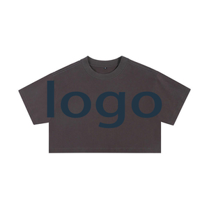 เสื้อครอปท็อปผ้าฝ้ายแท้สุดเทรนดี้สำหรับเต้นรำ ทรงหลวม แขนสั้น พิมพ์โลโก้ได้ - Product Image 5