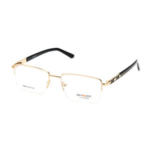 Monturas de Gafas Grises Jack, Rectangulares, Semi-Sin Montura, Metálicas, Unisex 5084, Lentes Planas Anti-UV, Diseño Moderno - Product Image 1