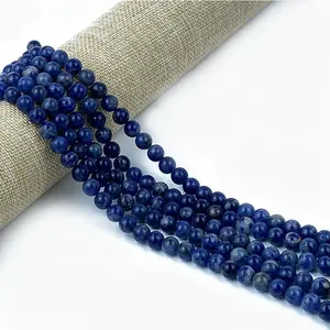 4mm 6mm 8mm Blue veins wholesale moon embellished gem natural stone and crystal craft loose beads for jewelry making
