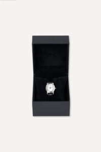 Reloj de Pulsera Clásico GBHW Aro, Reloj de Cuarzo Plateado y Negro con Caja de Acero Inoxidable de Lujo y Correa de Cuero, Reloj de Moda - Product Image 5