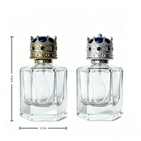 Botol Parfum Kaca Bening 50ml Bentuk Oktagonal Tutup Mahkota Botol Semprot Kosong Mewah Grosir Laris