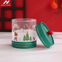 Boîte cadeau cylindrique pliable en carton écologique verni avec fenêtre transparente en PVC pour emballage cadeau de Noël en gros