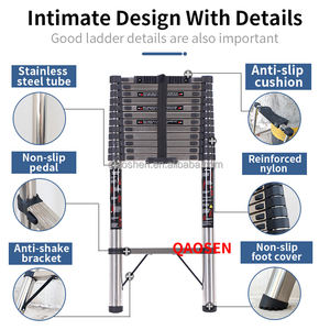 <span class=keywords><strong>Escalera</strong></span> Telescópica Simple <span class=keywords><strong>de</strong></span> <span class=keywords><strong>Acero</strong></span> <span class=keywords><strong>Inoxidable</strong></span> <span class=keywords><strong>de</strong></span> 1.9m a 6.3m con Cojín Antideslizante, Fabricada en China - Product Image 2