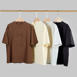 TKAN221 Camiseta de algodón 100% en relieve 3D de verano para hombre Camiseta personalizable con estampado informal de cuello redondo y peso pesado - Product Image 4