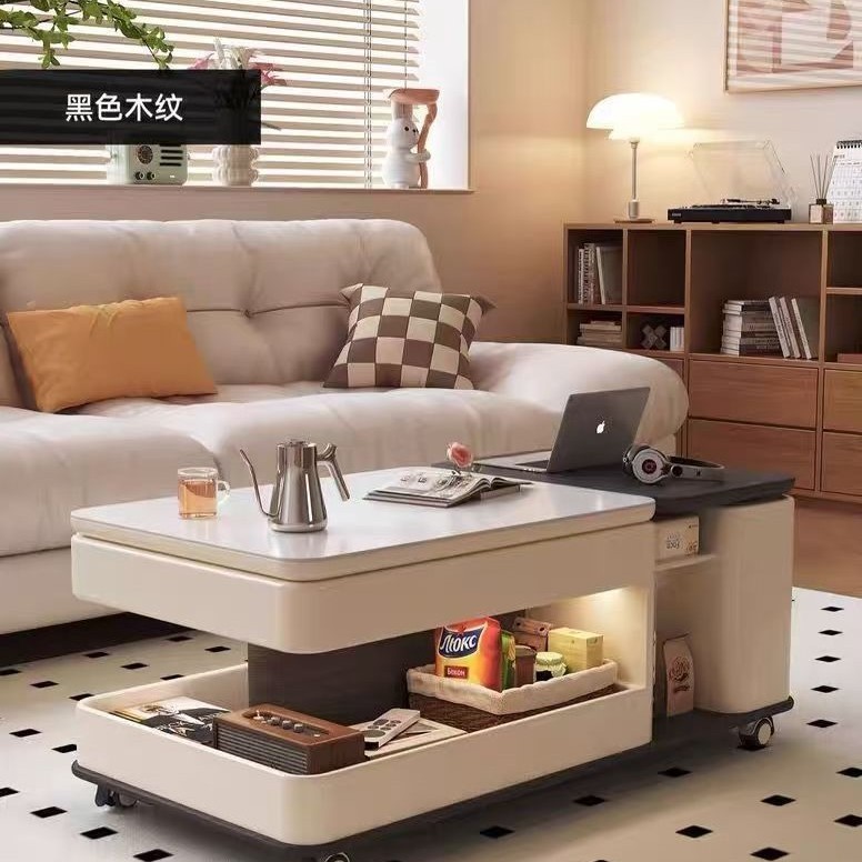 Mesa de Centro Multifuncional con Almacenamiento - [Negro Retro]