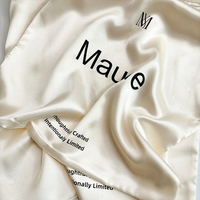 Pochette en satin de soie artificielle douce avec cordon de serrage pour sac à main, sac à chaussures, emballage de rangement avec impression de logo personnalisé