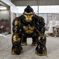 Sculpture en résine personnalisée d'animaux style graffiti, gorilles dorés, King Kong, chimpanzés, avec bouteille de vin, modèle d'amour électroplaqué