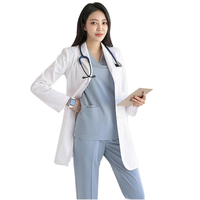 Veste de gommage d'hôpital à manches longues personnalisée avec conception personnalisée Veste de médecin blanche Blouse de laboratoire médical pour femmes
