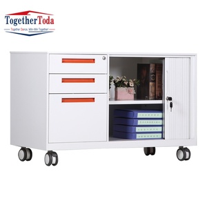 Archivador Metálico Ignífugo con Puerta Corredera, 4 Cajones con Cerradura, Mueble de Almacenamiento con Ruedas para Oficina, Escuela o Apartamento - Product Image 4